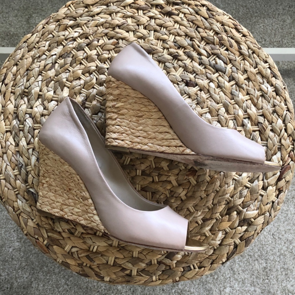 Charles David Taupe Peep-toe Wedge 8.5
